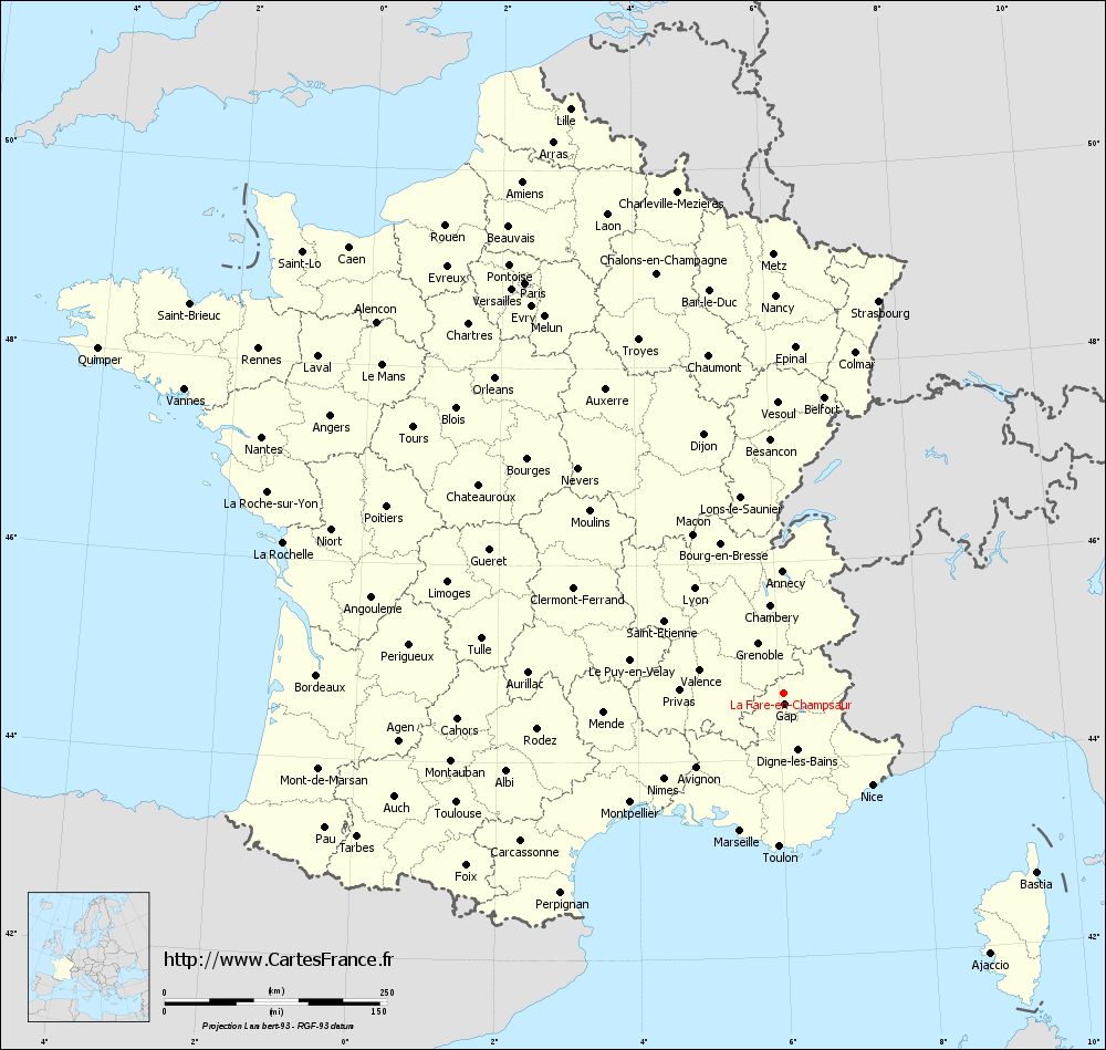 Carte administrative de La Fare-en-Champsaur